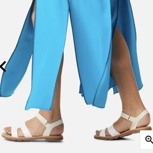 Women's Sorel Ella III White Sandals with Ankle Buckle